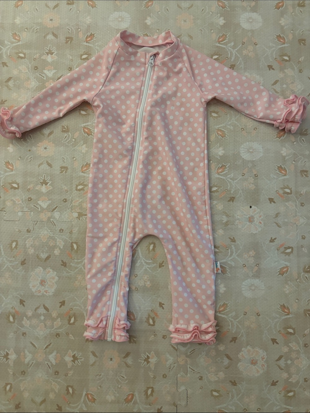 Swimzip - Long Sleeve Romper Swimsuit | "Sassy Surfer" Pink Polka Dot 18-24 m